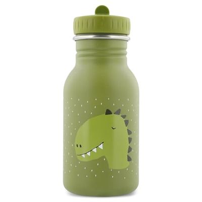 Trixie Drinking Bottle - Mr. Dino - 350ml Stainless Steel Water Bottle for Kids - Green - Leakproof - Eco-Friendly and BPA-Free