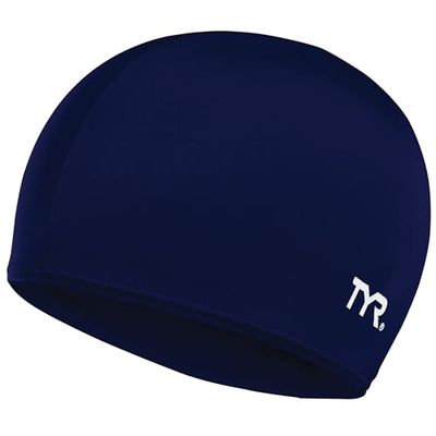 TYR Mixte Solid Bonnet de bain lycra, NAVY, Taille unique EU