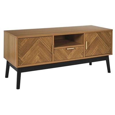 HOME DECO FACTORY, HD0300, Télé Bas, Modèle Felix, Collection Lounge Edition, Mobilier Contemporain, Meuble TV, 110 x 48 x 40 cm, Marron Noir, 110x48x40 cm
