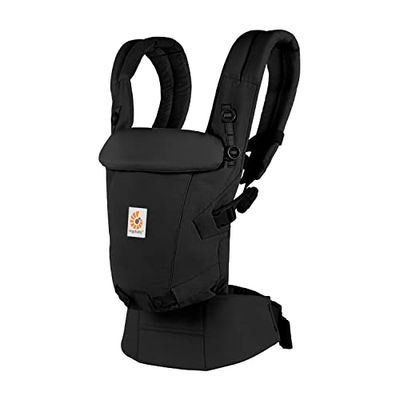 Ergobaby Adapt bärsele för nyfödda, från födseln, 3 positioner, SoftTouch-bomull, ergonomisk baby fram- och bakbärningsposition, Onyx Black