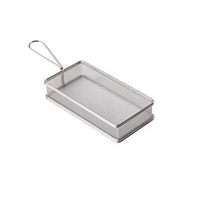 Cestino in miniatura in acciaio inox per patatine, anelli di cipolla, ecc., cestino per snack, 26 x 13 cm, H: 5 cm, manico 9,5 cm, acciaio inox finitura oro