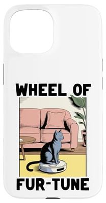 Wheel Of Fur-Tune Robot Vacuum Cleaner Funny Cat Case for iPhone 15