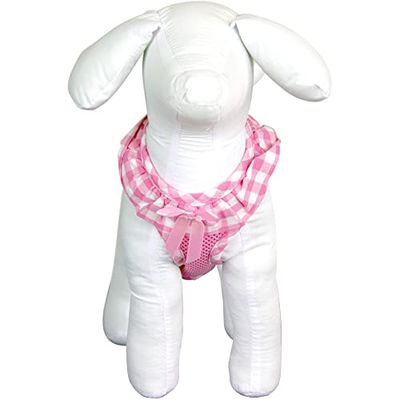 DOOGY Arneses antitirones básicos para Perros ARNES Air Mesh Motivo Vichy Rosa TM 36-53CM