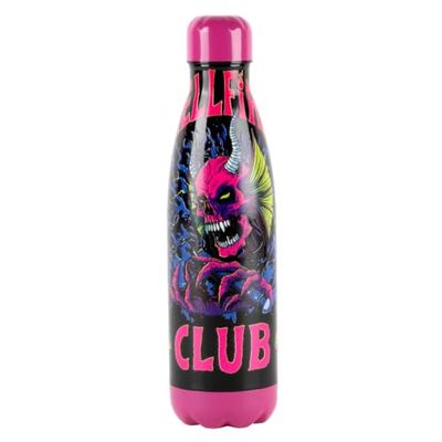 Konix Stranger Things Botella isotérmica - Acero inoxidable - 500 ml - Diseño Hellfire Club - Rosa y negro
