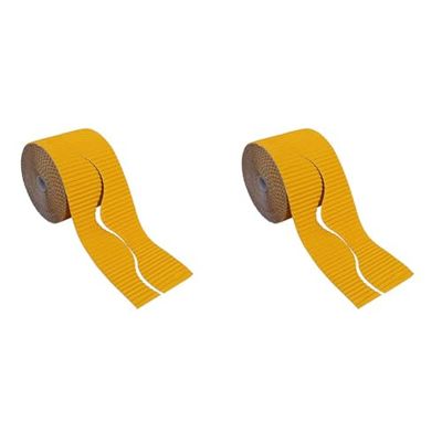 Bright Ideas Corrugated Border Roll for School Displays, Gold, 10cm x 7.5m, BI7892 (Pack of 2)