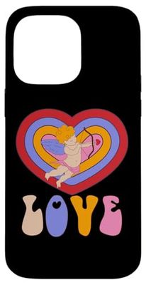 Cupido Love Heart Rainbow Retro Día de San Valentín Carcasa para iPhone 14 Pro Max