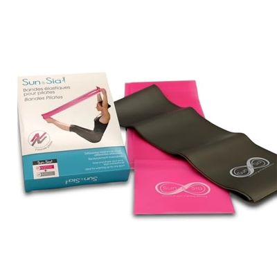 Lot de 2 Bandes élastiques – Bandes Pilates de qualité – 2 résistances : Moyenne et Extra Forte – Tous Types d’Exercices Pilates, Yoga et Gym – Conviennent à Tous – Travailler Les Muscles - Sun & Sia