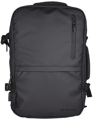 Citronic | Zaino resistente alle intemperie per riporre e trasportare in sicurezza il computer portatile con porta USB | Borsa nera, Nero, Taglia unica, Casual