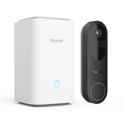 Reolink Video Doorbell + Home Hub, Campanello Wi-Fi 2K DualBand con visuale 150°x150°, rilevamento persone/veicoli/pacchi, audio bidirezionale, archiviazione locale, senza canone mensile
