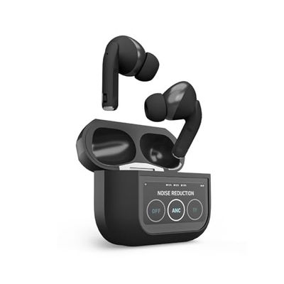 SBS Mood TWS – Auriculares in-Ear ANC antirruido con Pantalla LCD táctil, True Wireless Stereo, Funda de Carga, Controles táctiles, Modo Transparencia, para Smartphone, Tablet portátil, Negro