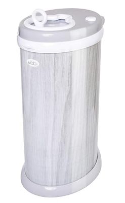 Ubbi Stalen geur vergrendeling luier afvalbak, geen speciale tas nodig geld besparen, bekroond, modern design register must-have luierbak, houtnerf