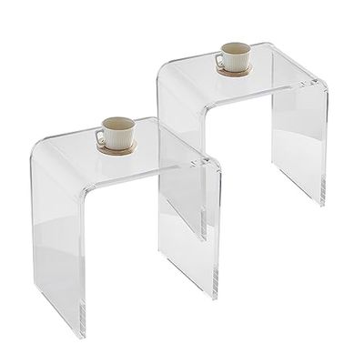 VEVOR Bijzettafel, 2 stuks, C-vorm, van acryl, salontafel, maximale belasting 25 kg, nachtkastje voor zaken binnen handbereik, woonkamer, slaapkamer, balkon, transparant, 415 x 305 x 460 mm