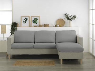 Estoralis Java | Funda Asiento y Respaldo sofá y sillón Bielástica | Tejido Súper Elástico C/ 09 Gris Claro | Talla S (Entre 50-85 cm x 45-65 cm y 10-20 cm Alto