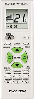 Thomson Universele afstandsbediening voor airconditioning (voorgeprogrammeerd voor alle gangbare merken en airconditioners, afstandsbediening met temperatuurweergave en timer, vervangende