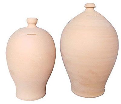 SALVADANAIO IN TERRACOTTA FATTO A MANO SUL TORNIO; ALTEZZA CM. 55.