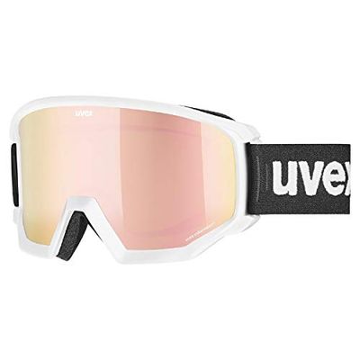 uvex athletic CV - skibril voor dames en heren - contrastverhogend - vergroot en condensvrij gezichtsveld - white matt/rose-orange - one size