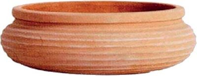 CIOTOLA RIGATA IN TERRACOTTA FATTA A MANO: DIAMETRO INTERNO CM. 24, ESTERNO CM. 28; ALTEZZA CM. 11; VASO COCCIO COTTO GIARDINO TERRAZZO