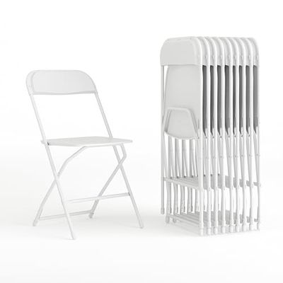 Flash Furniture Hercules Pacote de 10 cadeiras dobráveis, plástico, de qualidade, capacidade de 295 kg, cor branca
