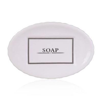 Accentra Portasapone in ceramica bianca con stampa sapone e accessori bagno per lavabo, vasca o doccia, portasapone