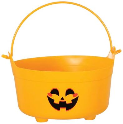 FIESTAS GUIRCA | Chaudron Citrouille (24x23x15 cm) - Panier pour Halloween et Décoration de Fêtes - Accessoire Idéal pour Célébrations de Sorcières et Terreur - Orange