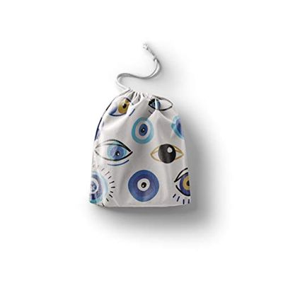 Bonamaison Imprimé Sacs de Coton avec Cordon, Sac D'Épicerie, Sac À Provisions, Réutilisables, Écologique, Pliable, Taille: 12x15 Cm