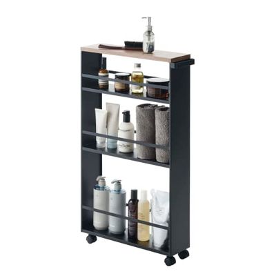 YAMAZAKI Slanke trolley met handgreep - Tower - zwart
