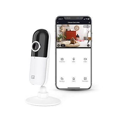 Garza Smart- Cámara IP Design Wifi de vigilancia interior inteligente, alta resolución 1080p HD, sensor de movimiento, visión nocturna, audio bidireccional, Wifi 2.4 GHz, control remoto por app