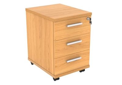 Office Hippo Heavy Duty mobiele sokkel met 3 laden, kantoorkast met afsluitbare opslag, 5 jaar, hout, Noors beuken, 40,4 x 50 x 59,5 cm