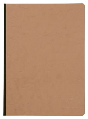 Clairefontaine - Ref 79140C - Age Bag Clothbound Notebook (192 Pages) - A4 Size, Plain Rulings, 90gsm Brushed Vellum Paper - Brown Leather Effect Cover