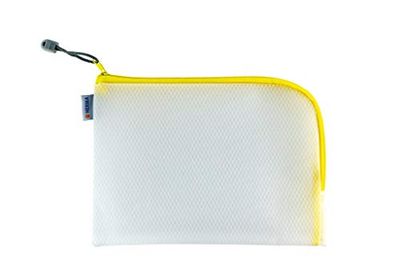 Herma 20011 Zip Toiletry Bag A5, Transparent (26 x 20 cm) Small Zippered Travel Pouch for Cosmetics, Liquids, Make-up, Toothbrush, Clear Cosmetic Bag with Zipper in Yellow