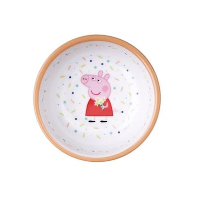Bol pour Enfants Peppa Pig, Mélamine, 14 x 14 x 4,5 cm, Parfait pour Céréales et Soupes, Orange