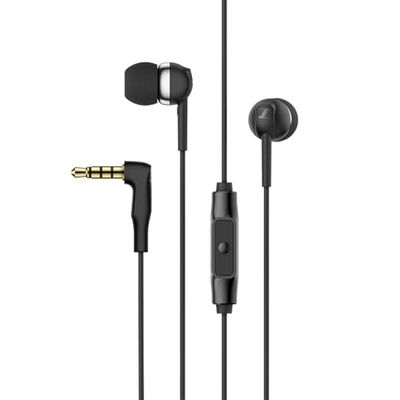 Sennheiser CX 80S oortelefoon met geïntegreerde slimme afstandsbediening met één knop — zwart