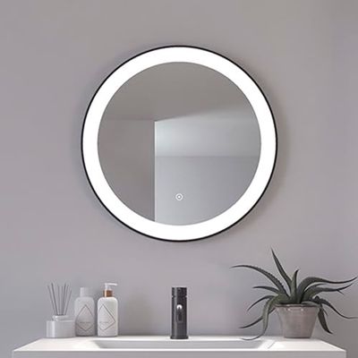 Loevschall Libra Ronde spiegel met verlichting, led-spiegel met aanraakschakelaar, 60 cm, verstelbare badkamerspiegel met verlichting, wandspiegel met verlichting
