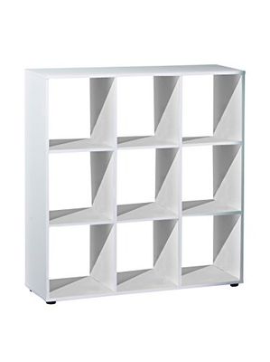 Inter Link - Séparation de pièce - Bibliothèque 9 cubes - Etagère à compartiments ouverts - Séparation de pièce - Etagère sur pied - Etagère à dossiers - Mélaminé - Compatible avec les boîtes pliantes Winny - Cadore 9