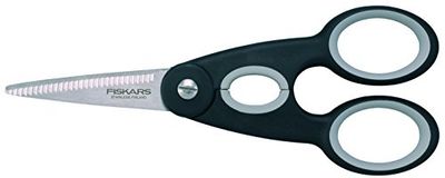 Fiskars Tesouras de cozinha, comprimento total: 22 cm, aço de qualidade / plástico, formato funcional, 1003034