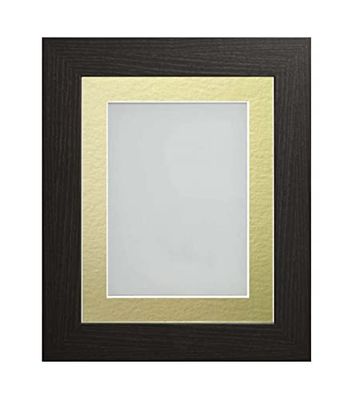 Frame Company Watson Black Picture Photo Frame fitted with Perspex, 10x10 inch with Gold Mount for image size 8x8 inch