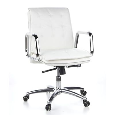 hjh OFFICE 600932 bureaustoel managersstoel VILLA 10 Napaleder Creme Wit, robuuste uitvoering, middelhoge rugleuning, ergonomisch