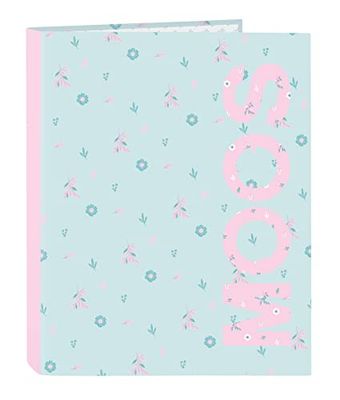 MOOS - Folder with 4 Rings, Ideal for Children of Different Ages, Comfortable and Versatile, Quality and Strength, 26.5 x 33 cm, Turquoise Blue