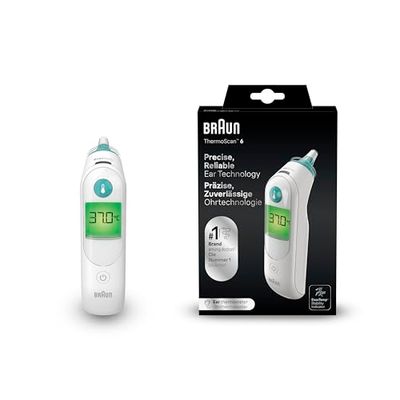 Braun ThermoScan 6 Oorthermometer | Digitaal kleurgecodeerd display | ExacTemp-stabiliteitsindicator | Prettig voor baby's en kinderen | Merk 1 bij artsen(1) | IRT6515