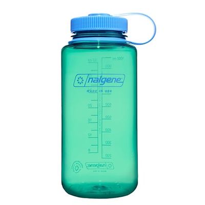 Nalgene Lekka butelka na wodę, z tritanu, bez BPA, nietłukąca się, na wędrówki z plecakiem, na siłownię, 900 ml, szeroki otwór, pastelowa zieleń