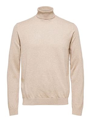 SELETED HOMME Heren SLHBERG ROLL Neck B NOOS trui, kelp/detail: melange, M, Kelp/detail: melange, M