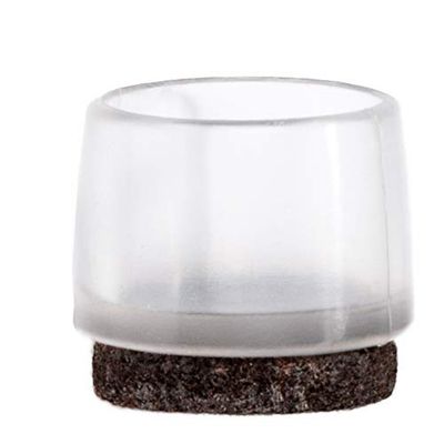 Adsamm® / 32 x puntali avvolgenti esterni con feltro / trasparenti / Ø 19 - 20 mm / tondi / piedini in EVA con base in feltro per gambe di mobili tonde / puntali protettivi per arredi Adsamm® Quality