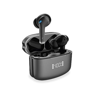 KSIX Noise Cancel 3 Bezprzewodowe słuchawki Bluetooth z aktywną redukcją szumów ANC + ENC, rozmowy HD, tryb przezroczystości, panel LED, True Wireless Stereo, Asystenci głosowi, 18h Autonomia