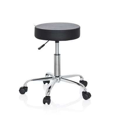 hjh OFFICE 729410 taboret biurowy Operator II sztuczna skóra czarny taboret z regulacją wysokości na kółkach