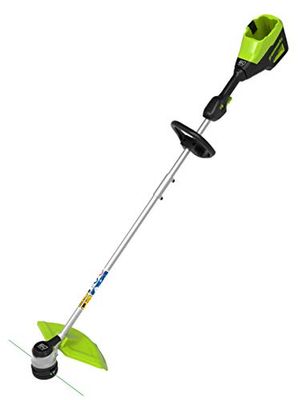 Greenworks Tagliabordi a batteria GD60LT, Li-Ion 60V ampiezza taglio 40 cm, 6000 giri/min diametro filo 2 mm, velocità variabile modalità Hi/Low asta divisa in due, senza batteria e caricatore