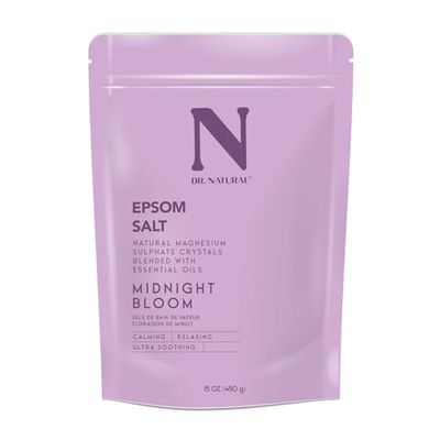 Dr. Natural Epsom Salt - Bath Salts for Stress Relief - Relaxing and Skin Softening Epsom Salt Bath Soak - Magnesium Boost - Midnight Bloom - 450 g
