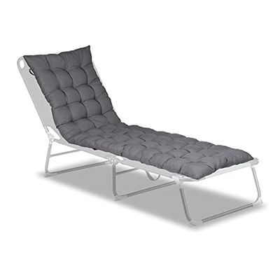 Relaxdays Coussin de Banc de Jardin, avec Attaches, pour Chaise Longue, Polyester, H x L x P : 7 x 180 x 50 cm, Gris