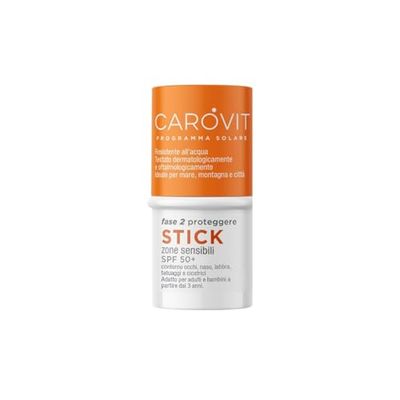 Carovit Protezione Solare Stick, SPF 50+, Protegge da UVB e UVA, Stick Solare Trasparente per Zone Sensibili, 2 Confezioni