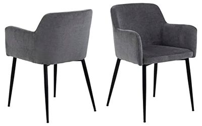 AC Design Furniture Karla - Juego de 2 sillas de Comedor con Respaldo Acolchado de Estilo Moderno, Color Gris Oscuro con Patas de Metal Negro, Silla de Oficina sin Ruedas
