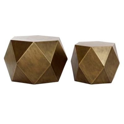 DKD Home Decor Lot de 2 Tables dorées en métal 68 x 68 x 45,5 cm